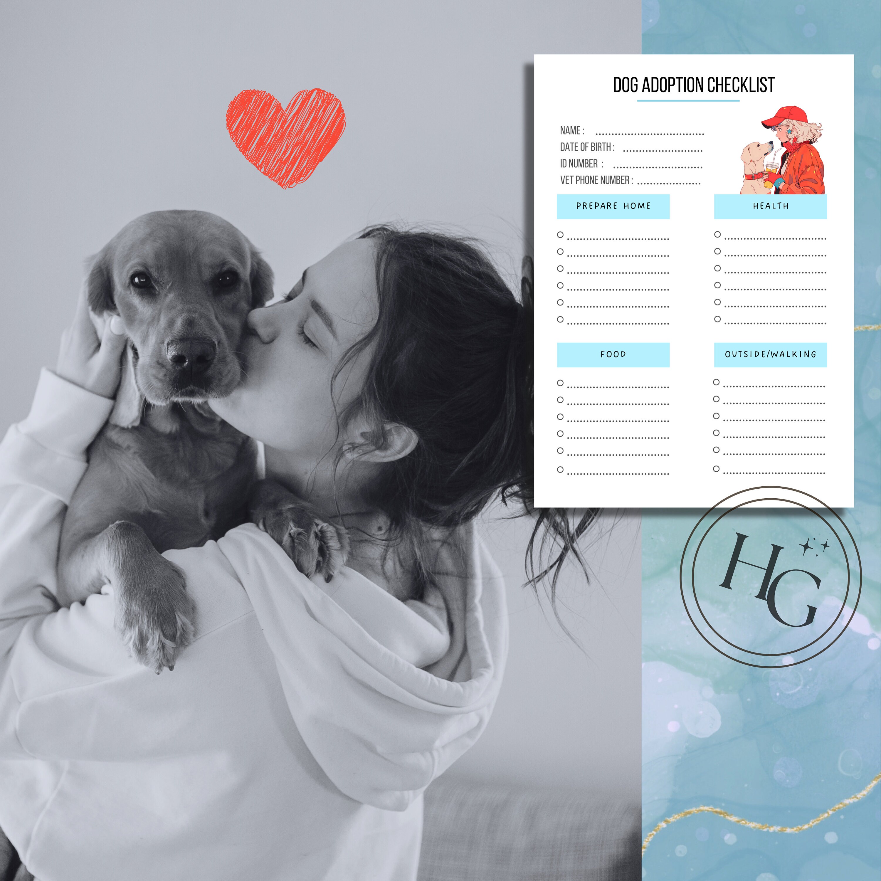 Dog Adoption Checklist Printable Template, Animal Rescue Template, A4 ...