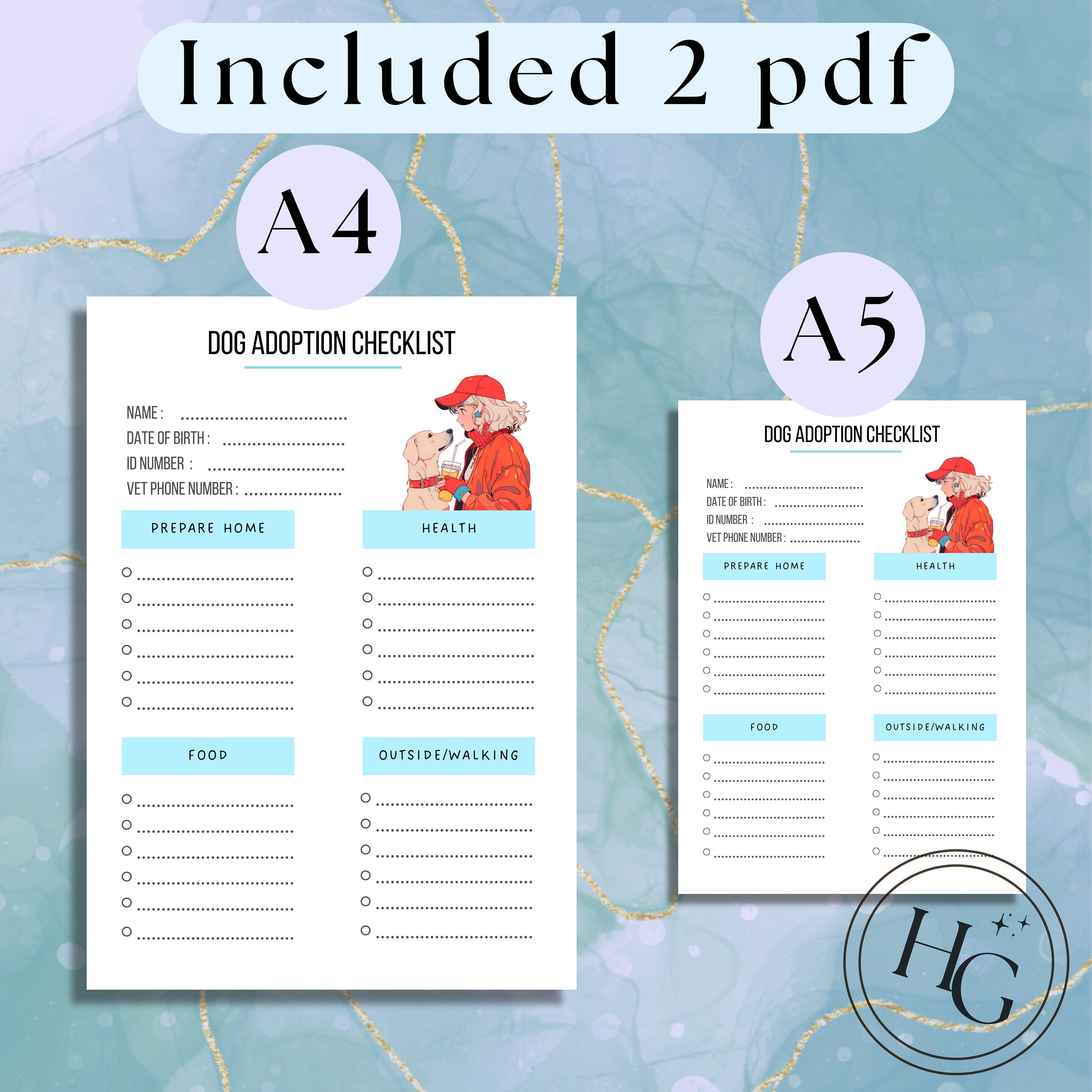 Dog Adoption Checklist Printable Template, Animal Rescue Template, A4 ...