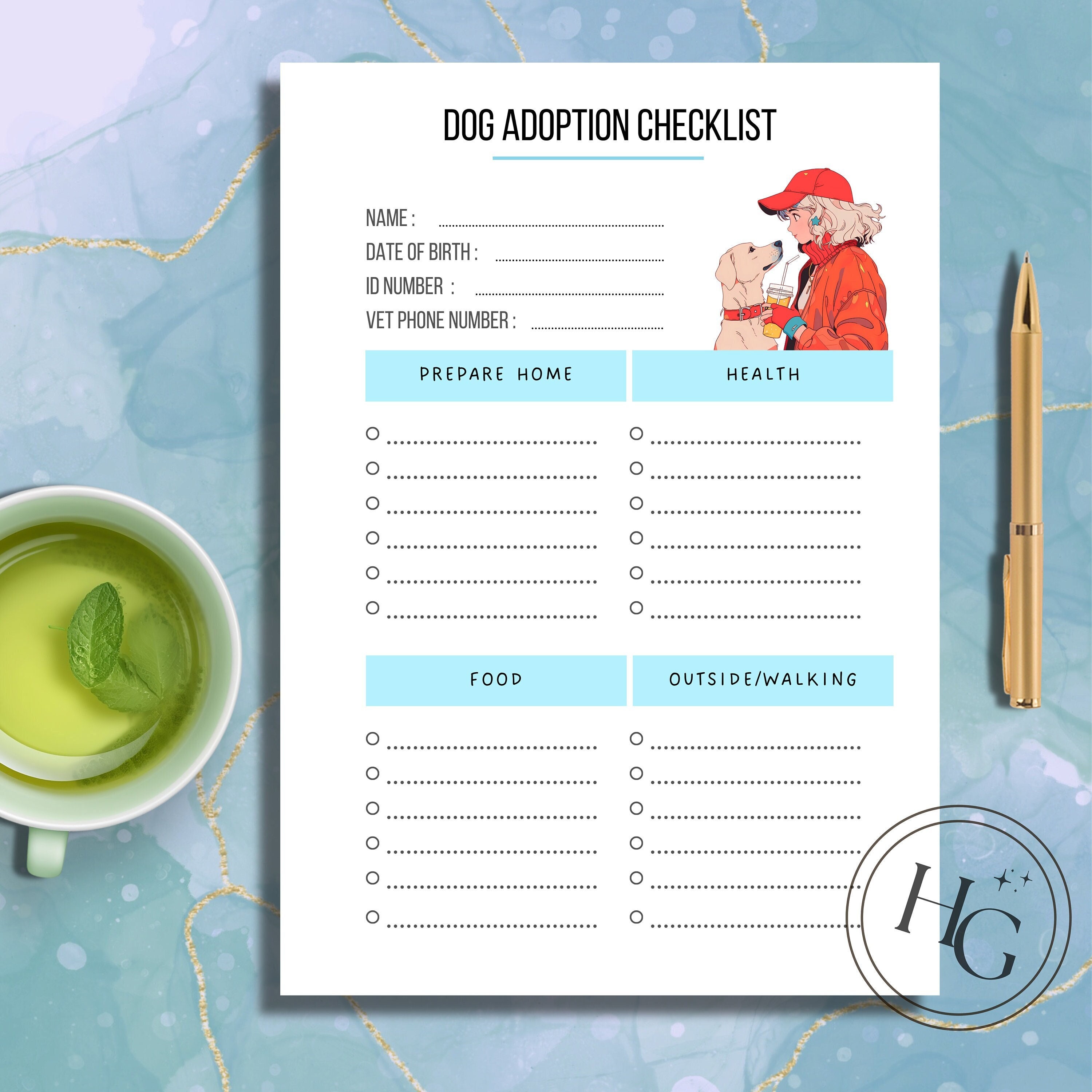 Dog Adoption Checklist Printable Template, Animal Rescue Template, A4 ...