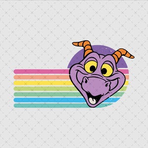 Figment Png, Diseño de dragón morado, Arte de dragón de dibujos animados lindo, Clipart inspirado en Disney, Ilustraciones de criaturas fantásticas, Descarga instantánea