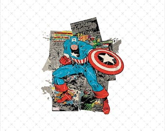 Diseño de sublimación retro del Capitán América, Vengadores PNG SVG (descarga digital)