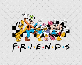 Mickey Friends Squad Png, Instant Download PNG SVG File, Retro Cartoon Characters, Family Vacation Shirt Print