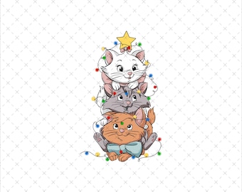 Gatos navideños PNG, luces navideñas (PNG, SVG)