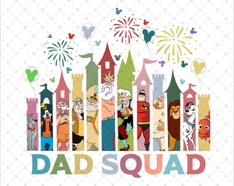 Dad Squad Fathers Day Png Svg, Instant Download, Cartoon Dads Shirt Print, Family Trip Tee