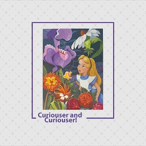 Curiouser Floral Alice Png, Retro Alice in Wonderland Png, Retro Alice in Wonderland File, Alice Shirt Png, Alice Png, Alice Clipart