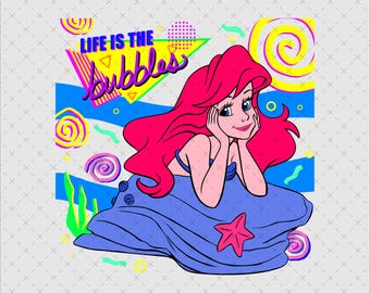 Little Mermaid Png Svg, Retro 90s Mermaid Princess, Instant Download, Sublimation Clipart File