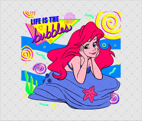 リトルマーメイドPNG SVG、レトロ90年代マーメイドプリンセス、即時