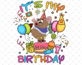 Gus Mouse Birthday Svg Png, Kids Celebration Digital Download, Party Character Print File