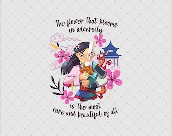 Mulan Svg Png Digital Download, Warrior Princess Print, Cherry Blossom Art, Shirt Sticker Cricut File
