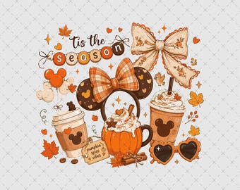 Minnie Fall Pumpkin Spice Season Png, Digital Download, Autumn Boho Sublimation File