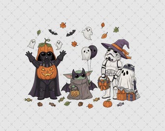 Star Wars Halloween Png, Digital Download, Darth Vader Grogu Stormtrooper, Fall Shirt Print