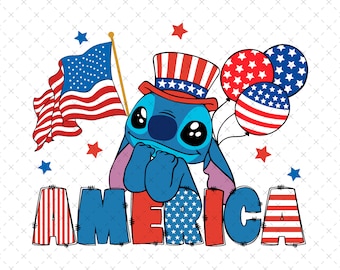 Stitch 4 de julio SVG, PNG (Descarga digital)
