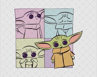 Baby Yoda Png Svg, Mandalorian Character Digital Download, Retro Pop Art, Shirt Sticker Print File