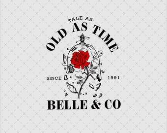 Belle and the Beast Rose Png Svg, Fairytale Digital Download, Sublimation Clipart File