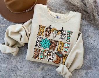 Howdy Shirt, Western Country Sweatshirt, Cowboy Cowgirl Shirt, Trendy Western Hoodie, Southern Shirt, Country Concert , Texas Shirt, 140