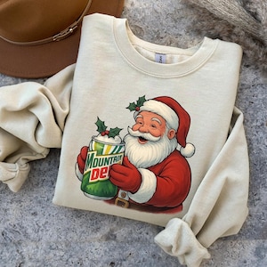 Christmas Mountain Dew Santa Shirt, Mtn Dew Crewneck, Soda Lover Hoodie, Mountain Dew Logo Sweatshirt, Mtn Dew Lover, a236