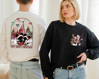 Disney Mickey and Minnie Merry Christmas Shirt Retro Disney Christmas Shirt Disney Matching Couple Disney Family Shirt Christmas Gift, a153