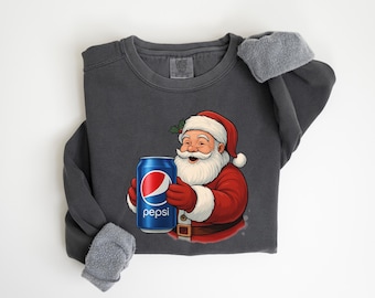 Comfort Colors® Christmas Pepsi Santa Shirt, Pepsi Santa Sweater, Funny Pepsi Sweatshirt, Pepsi Lover Shirt, Christmas Soda Shirt, a239