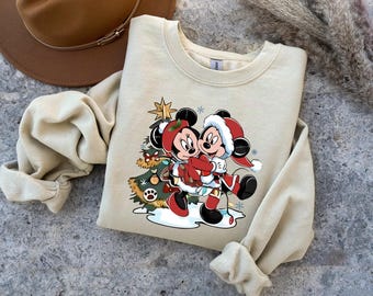 Disney Mickey and Minnie Merry Christmas Shirt Retro Disney Christmas Shirt Disney Matching Couple Disney Family Shirt Christmas Gift, a154