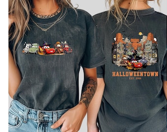 Comfort Colors® Disney Cars Halloweentown Shirt, Halloween Radiator Springs Shirt, Lightning McQueen & Tow Mater Tee, Fall Family Trip, a183