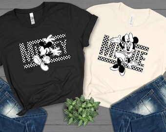 Mickey and Minnie Shirt, Disney Couple Shirt, Disney Gift Tee, Disney Matching Tee, Vintage Checkered Mickey and Minnie Mouse Shirt 625