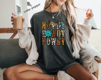Comfort Colors® Howdy Shirt, Western Country Shirt, Cowboy Cowgirl Shirt, Trendy Western Shirt, Southern Shirt, Country Concert shirt, 140