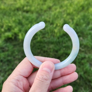53mm Jade Jadeite cat claw Bangle Bracelet Certified Burmese Natural white Jade Bangle