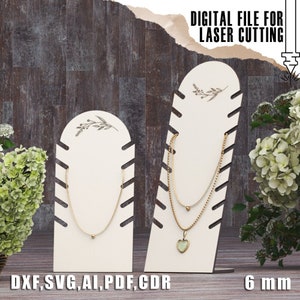 Rustic Jewelry Stand and Organizer - Wooden Necklace Holder Display, Decorative Accessories Stand SVG - Hanger and Decor Display, Dxf, Pdf