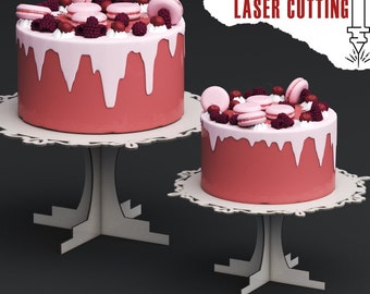 Rustic Wedding Cake Stand SVG - Laser Cut Dessert Stand for Stunning Celebration, Decorative Cupcake Stand Files for Decoration