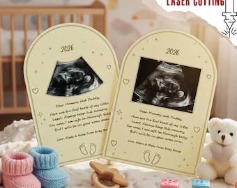 Baby Ultraschall Rahmen SVG | Laser Cut Digitale Datei | Schwangerschaftsankündigungsvorlage | Geschenk offenbaren Dekor-Foto-Andenken neue Mom Geschenk aus Holz