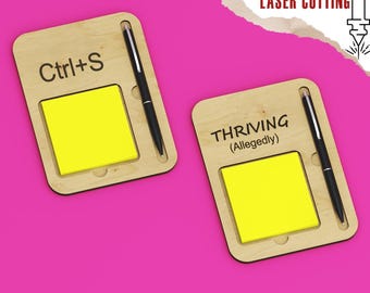Porte-notes autocollant en bois amusant, bloc-notes de bureau et organiseur de stylos, support pour post-it, cadeau déco de bureau unique pour collègues, accessoire minimaliste