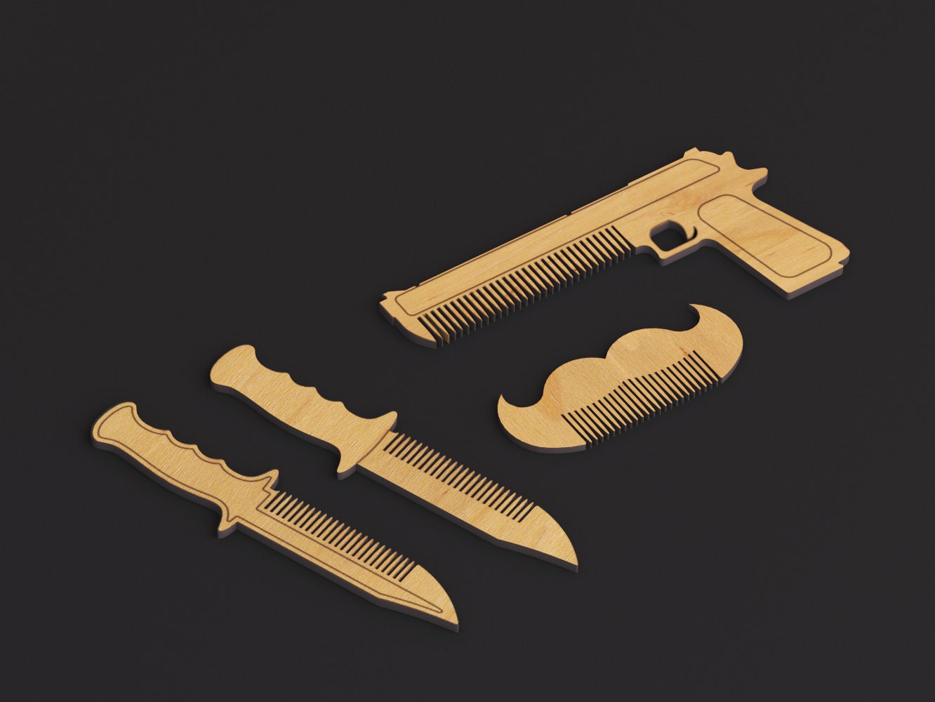 Knife Gun Comb SVG Digital Download | Funny Beard Laser Cut Comb File ...