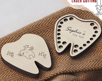Tandlåda SVG-fil för laserskärning - tandfé-minnessak, baby nyfödd gåva, tandlåda-minneslåda, första tänder, minnessak och 3D-hållare för barn