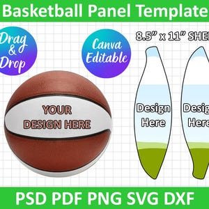 Basketball Panel Template SVG, Blank Basketball Panel Template, custom basketball sublimation, Basketball Panel Template, Canva editable