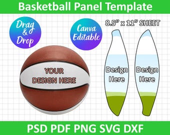 Basketball Panel Template SVG, Blank Basketball Panel Template, custom basketball sublimation, Basketball Panel Template, Canva editable