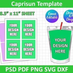 Caprisun Template, Capri sun labels printed, Birthday Caprisun Template Svg, Caprisun png, Juice Template Box, Instant Download
