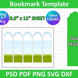 Bookmark Template, Bookmark Template SVG, DXF, Png, PSD, silhouette, cricut, Canva editable, instant download