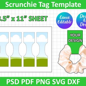 Scrunchie Tag Template, scrunchie holder template, Scrunchie Label svg, Printable, Scrunchie tag, Scrunchie Hang Tags, Canva Editable
