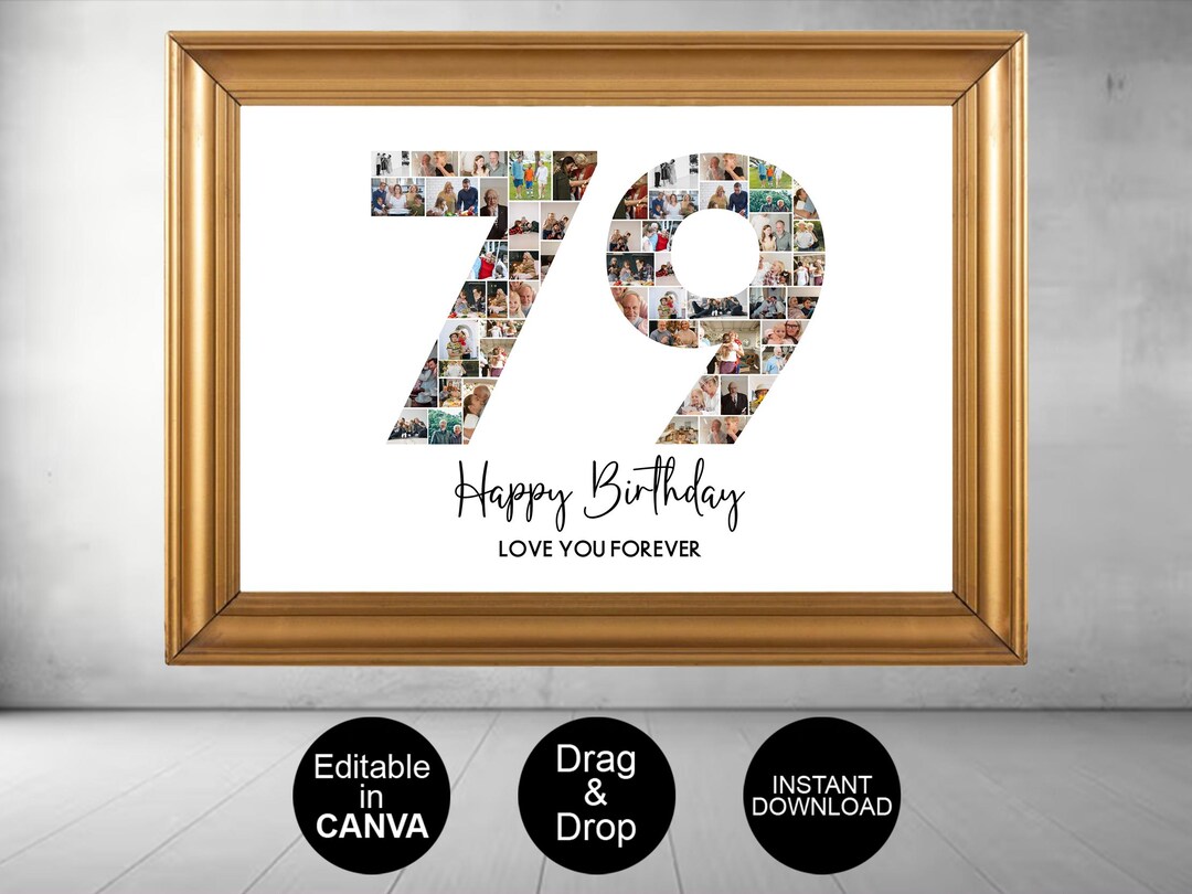 79th Birthday Photo Collage Template, Number 79 Collage, 79th Collage ...