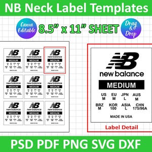 NB Neck Label Template, T-shirt Neck Label Tag, DIY Garment Care Tag, Custom Clothing Tags, Washing Instructions, Psd, Svg, Canva Editable