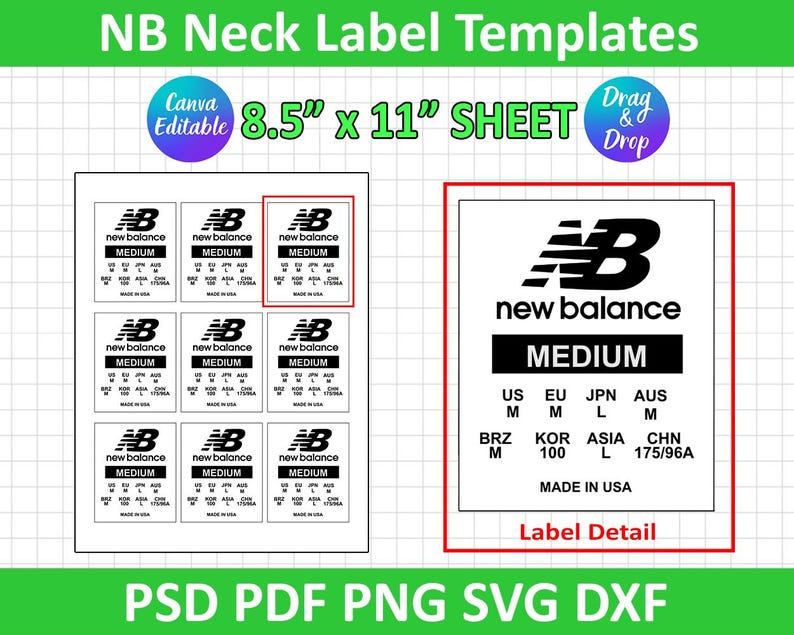 Designation Labels NB Neck Label Template, T-shirt Neck Label Tag, DIY Garment Care Tag ...