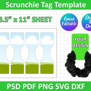 Scrunchie Tag Template, Scrunchie Tag SVG, Canva Editable, DXF, Png ...