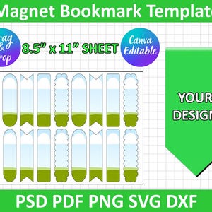 Magnetic Bookmark Template, Bookmark Template SVG, DXF, Png, PSD, Silhouette, Cricut, Canva Editable, instant download