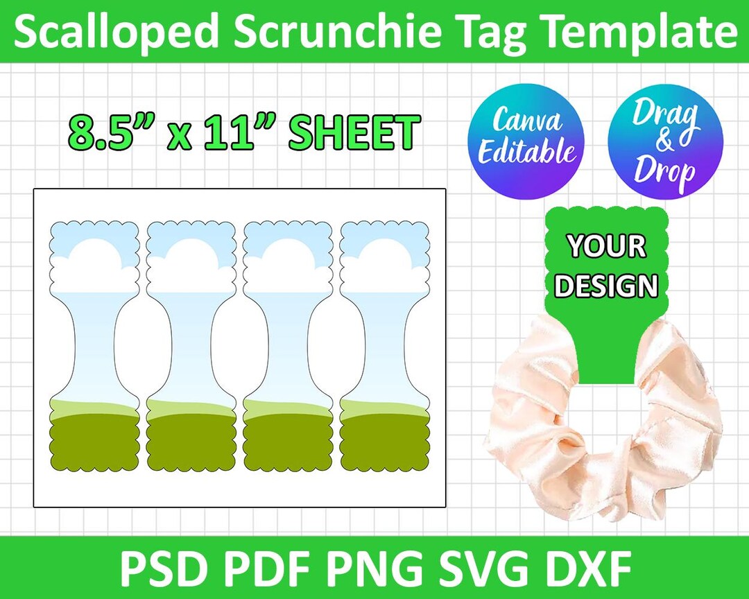 Scrunchie Tag Template, Scrunchie Tag SVG, Canva Editable, DXF, Png ...