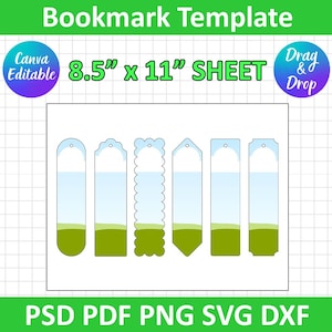 Bookmark Template, Bookmark Template SVG, DXF, Png, Printable, Silhouette, Cricut, Canva Editable, instant download