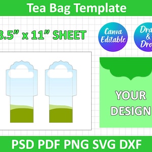 Tea Bag Envelope Template, Seed Packet Template, PSD, PNG, SVG, Dxf, Silhouette, Cricut, Printable, Canva Editable, Instant Download