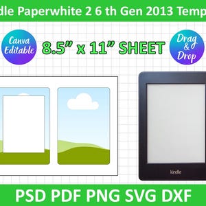 Kindle Paperwhite 2 6 th Gen 2013, Paperwhite Template, Paperwhite Sublimation, Ebook, E-reader Template, Cricut, Silhouette, Canva Editable