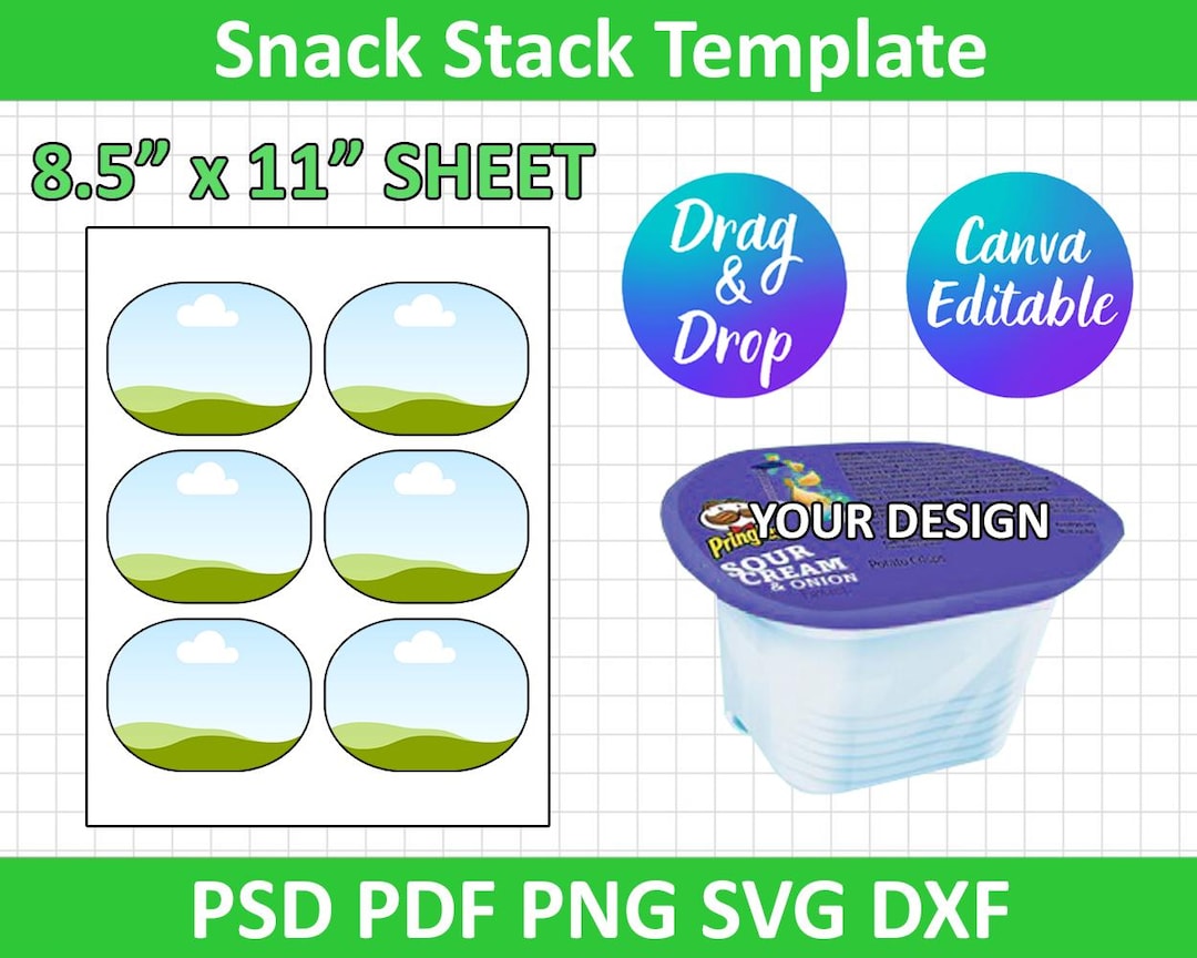 Snack Labels Printable Snack Stack Chip Topper Label Template SVG, DXF, Png, Psd, 8.5