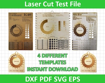 Archivo de prueba láser, archivos de corte láser, archivo de prueba de quemado por luz, archivo de prueba de Glowforge, archivos de quemado por luz, SVG, PDF, EPS, DXF, corte láser, descarga instantánea