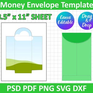 Money Holder SVG, Money Envelope Template, Case Envelope Cut file, SVG, Silhouette, Cricut, Printable, Canva Editable, Instant download